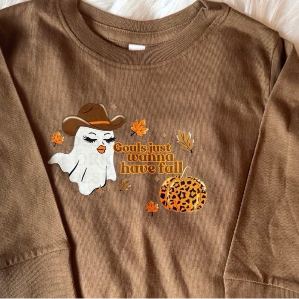 2T Girls Brown Fall Long Sleeve “Ghouls Just Wanna Have Fun”
